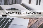 一个人怎么下广东麻将（一个人怎么下广东麻将牌）