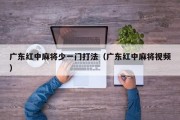 广东红中麻将少一门打法（广东红中麻将视频）