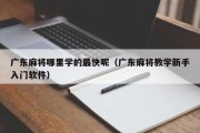 广东麻将哪里学的最快呢（广东麻将教学新手入门软件）