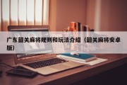 广东韶关麻将规则和玩法介绍（韶关麻将安卓版）
