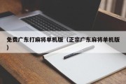 免费广东打麻将单机版（正宗广东麻将单机版）