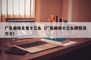 广东麻将无鬼十三幺（广东麻将十三幺牌型没万子）