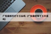 广东麻将不打十三幺吗（广东麻将有十三不靠吗）