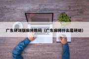 广东硬颈版麻将数码（广东麻将什么是硬胡）