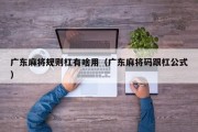 广东麻将规则杠有啥用（广东麻将码跟杠公式）